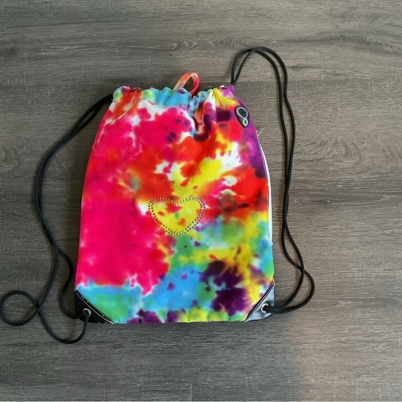 No name Other - Tie Dye Heart Rhinestone Tote Bag Backpack -Earphone Insert and Side Pocket